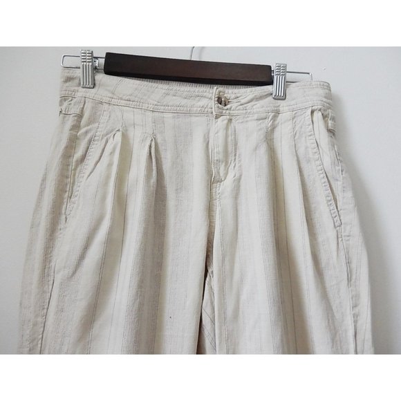 Prana Women Pants Sz 4 Mid Rise Striped Pleated Pockets Cinch Bottom Casual - Picture 5 of 14